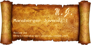 Mansberger Juvenál névjegykártya